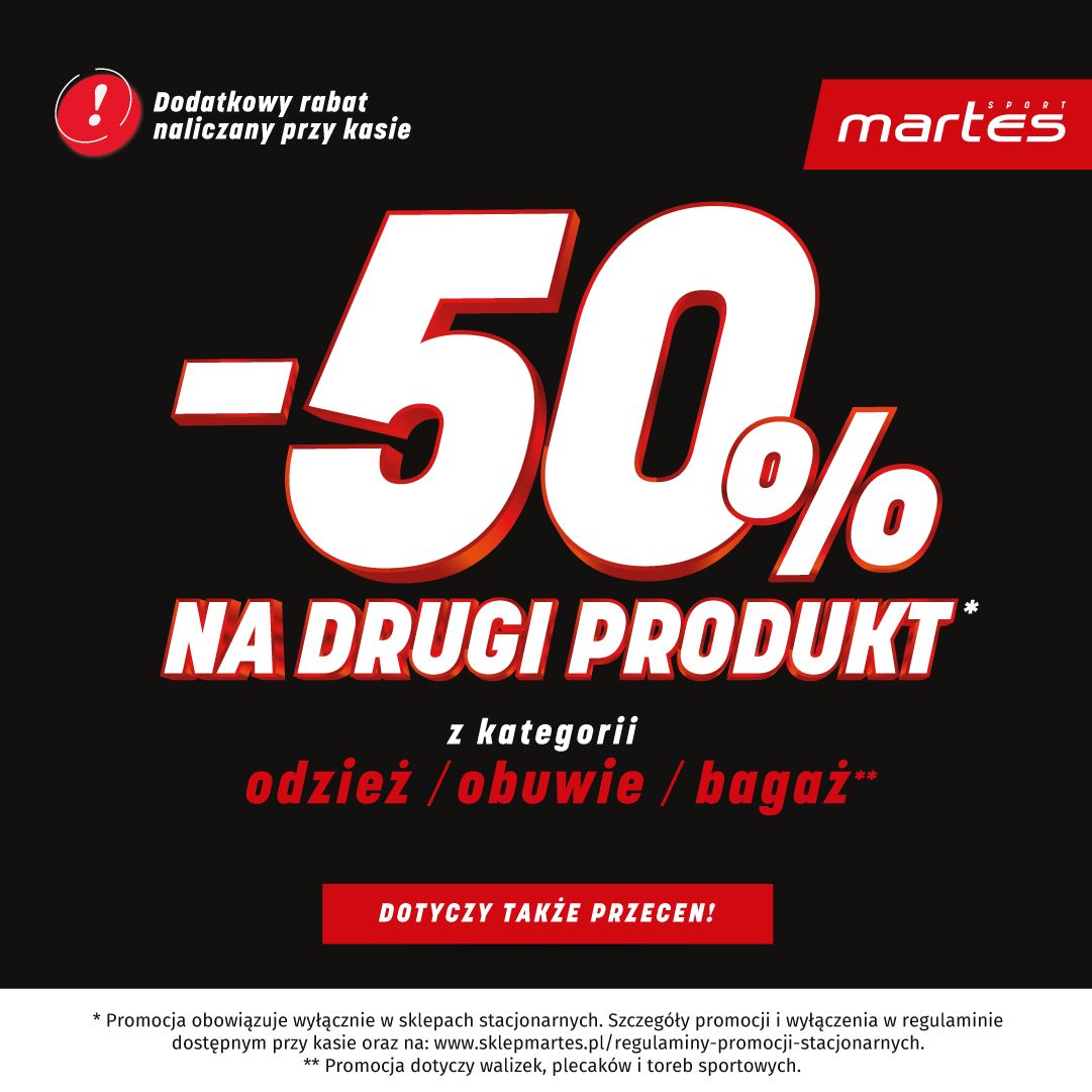 Promocja -50% na drugi produkt w MARTES SPORT
